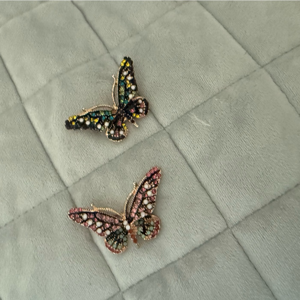 Gold Butterfly Brooch Pair - Women's Jewelry